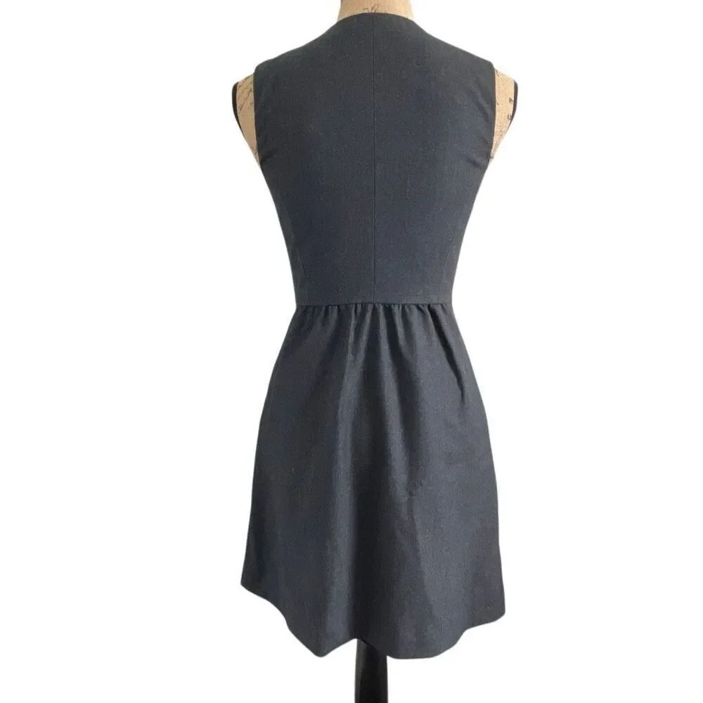 EUC! Theory Gray Wool Tank Full Front Zip Sheath Dress - Size 0 - Picture 7 of 11